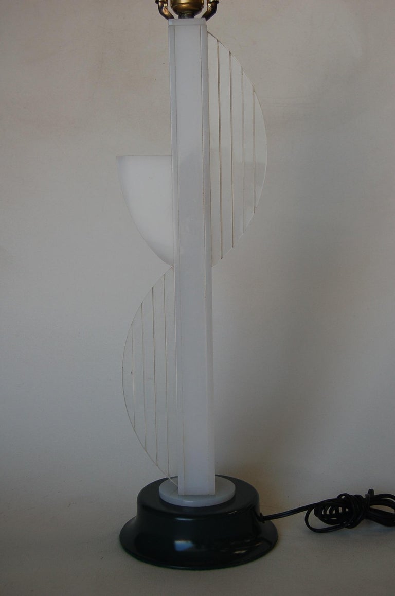 Mid-Century Modern White Lucite Table Lamp with Side Planter by Moss Lighting