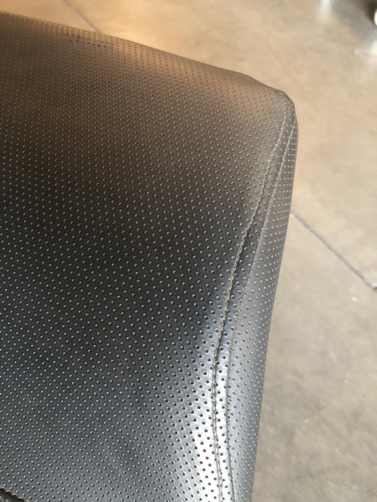 Modernist Leather Captian's Lounge Chair with Chrome Base, Circa 1980