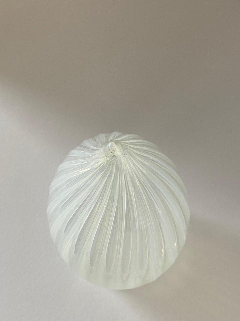 1960s Vintage Opalescent Vertical Swirl Glass Bullet Light Globe with Fitter