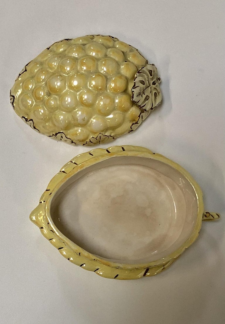 Vintage Yellow Lusterware Covered Serving Dish with Grapes by Sasha