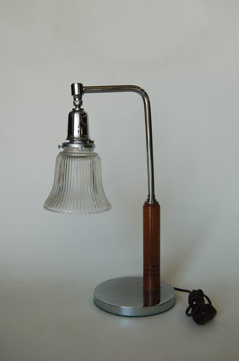 Art Deco Desk Table Lamp with Bell Shaped Glass Shade