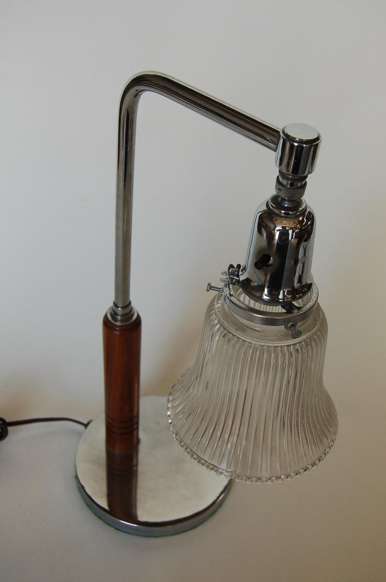 Art Deco Desk Table Lamp with Bell Shaped Glass Shade