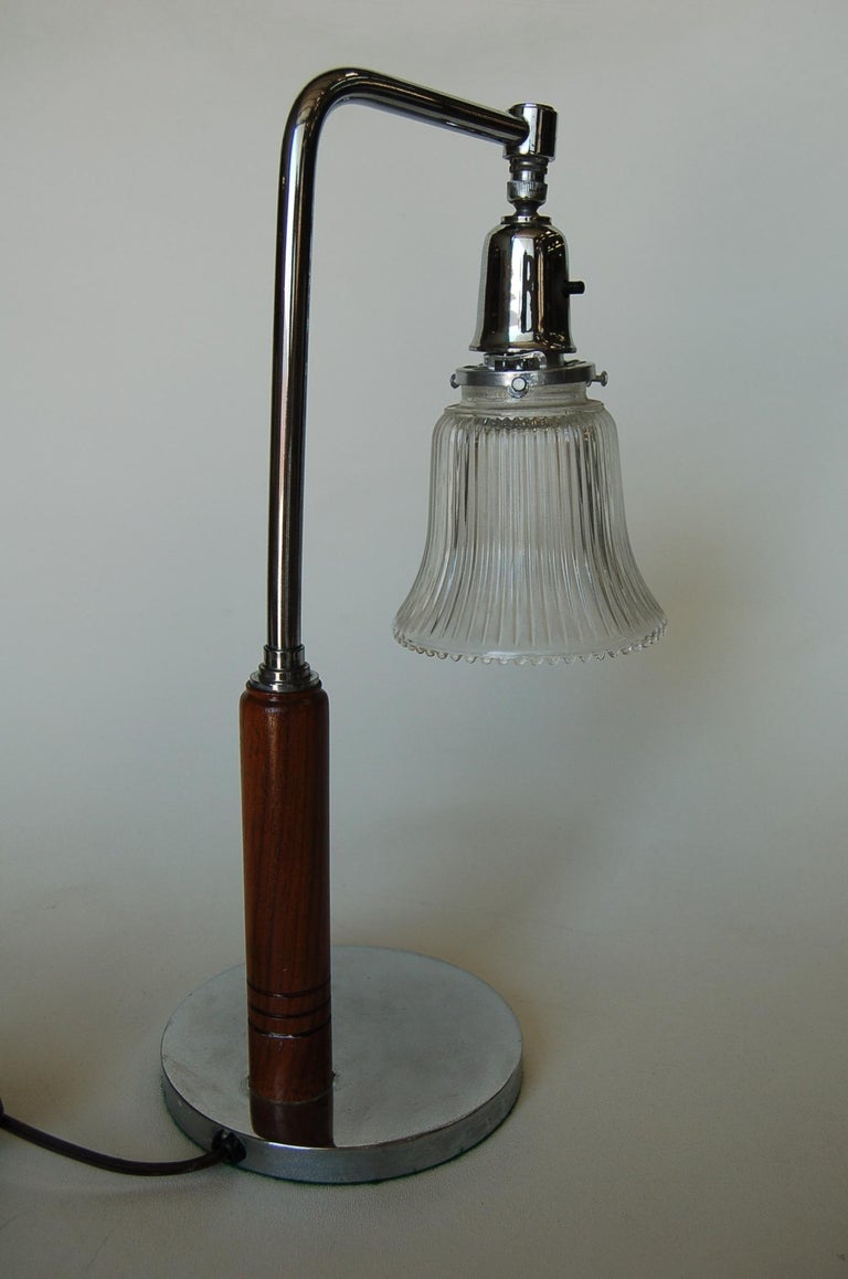 Art Deco Desk Table Lamp with Bell Shaped Glass Shade