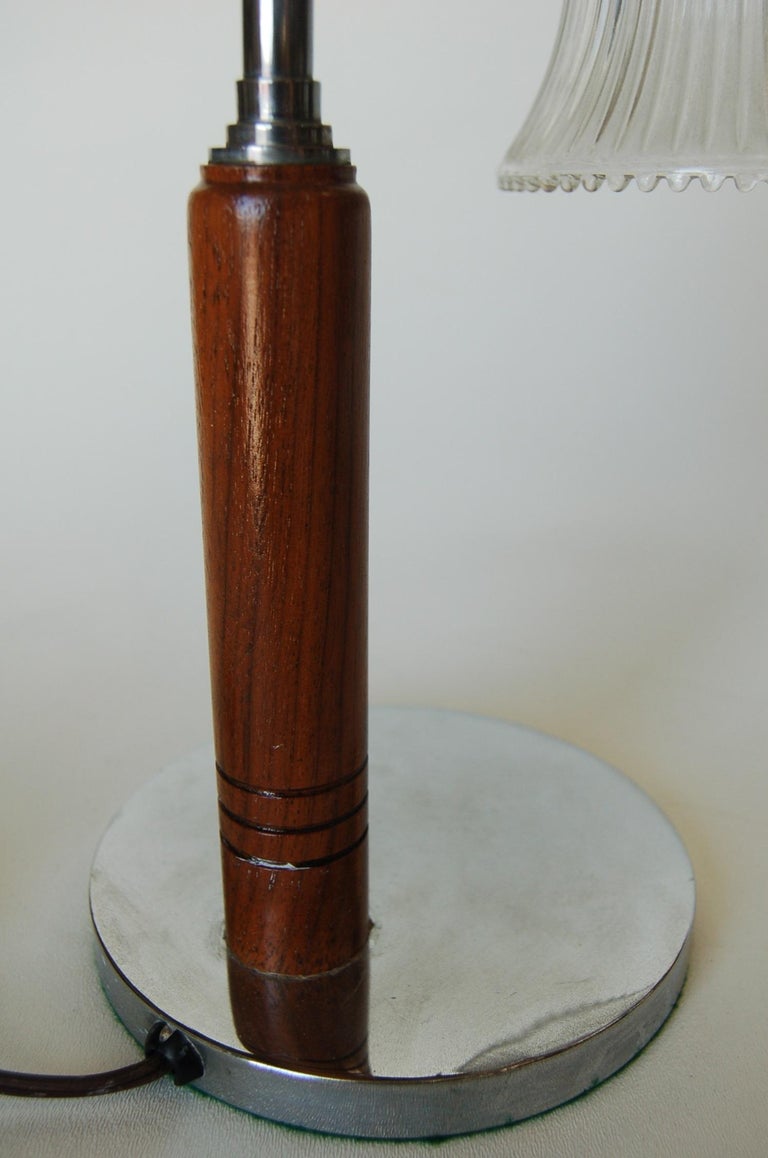 Art Deco Desk Table Lamp with Bell Shaped Glass Shade