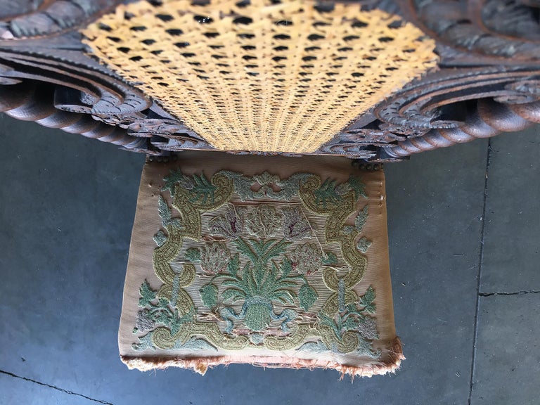 Victorian Hand Carved Oak Gothic Revival Side Throne Chair