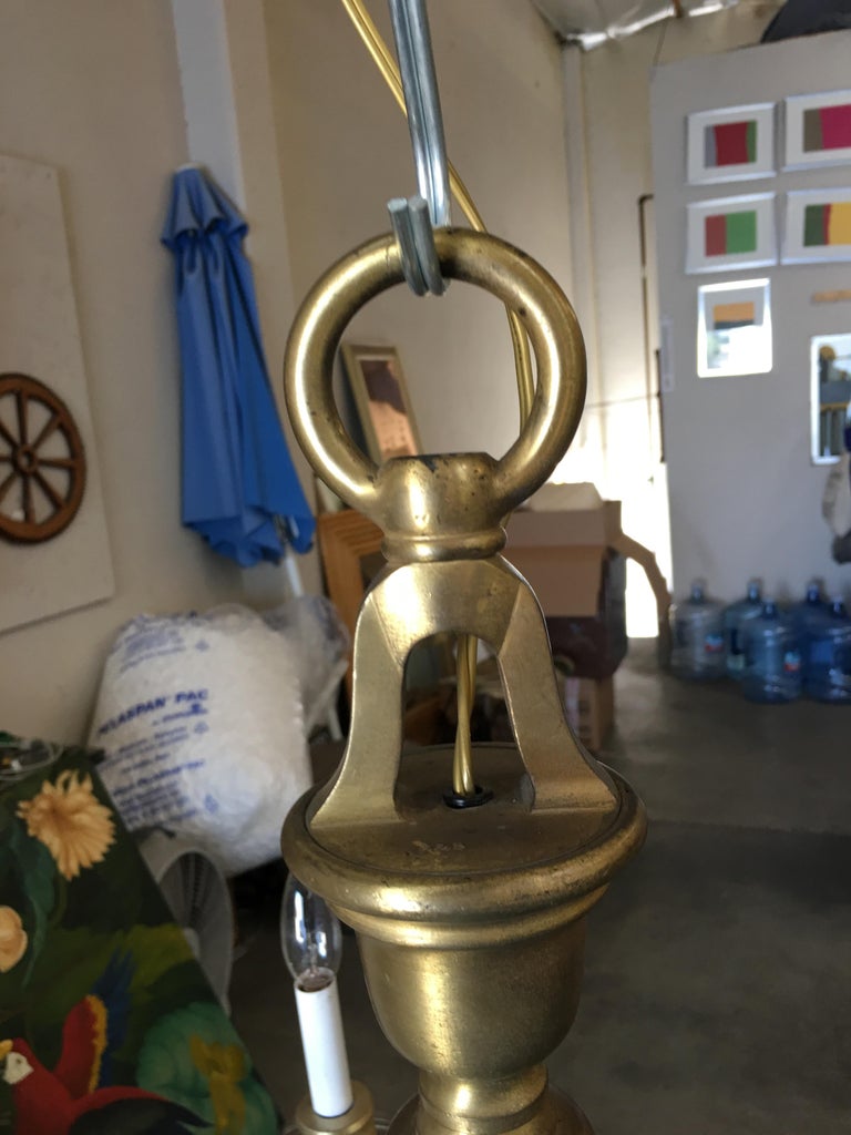 English Georgian Style Solid Brass 5-Arm Chandelier