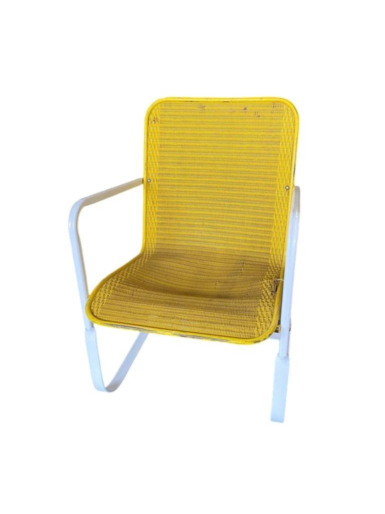 Mid-cenrtury Lloyd Flanders "Loom" Wicker Springer Outdoor Patio Chair, Pair