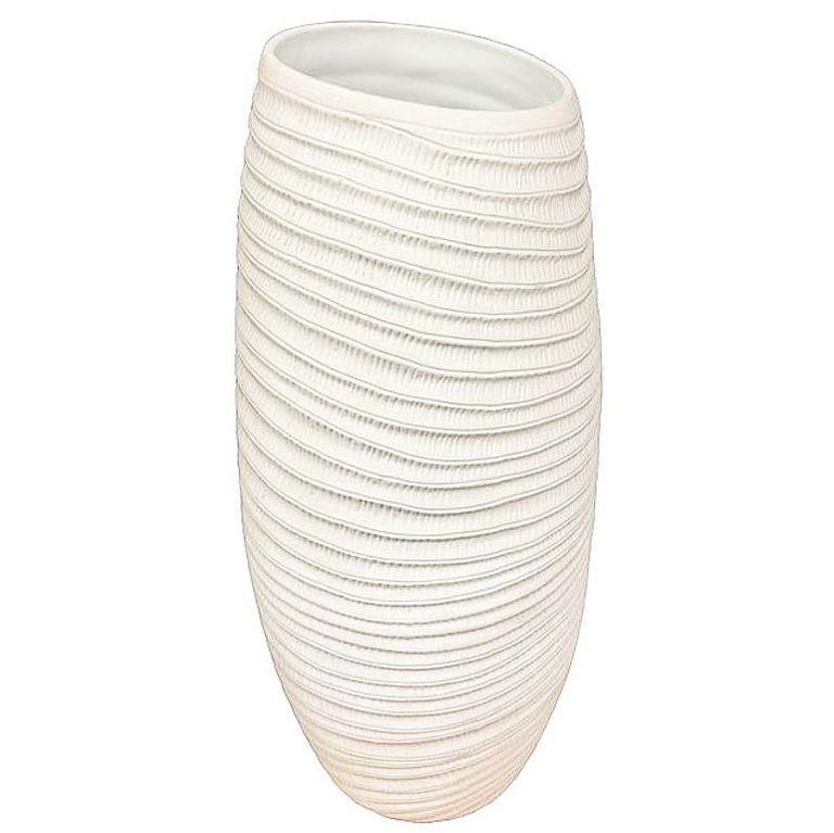 Ribbed Textured Coiled "Coco" Ceramic Vase w/ Matte Finish by Bahari