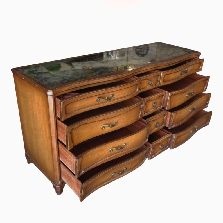 Antique French Provincial Dresser with Mirror Top by RWAY