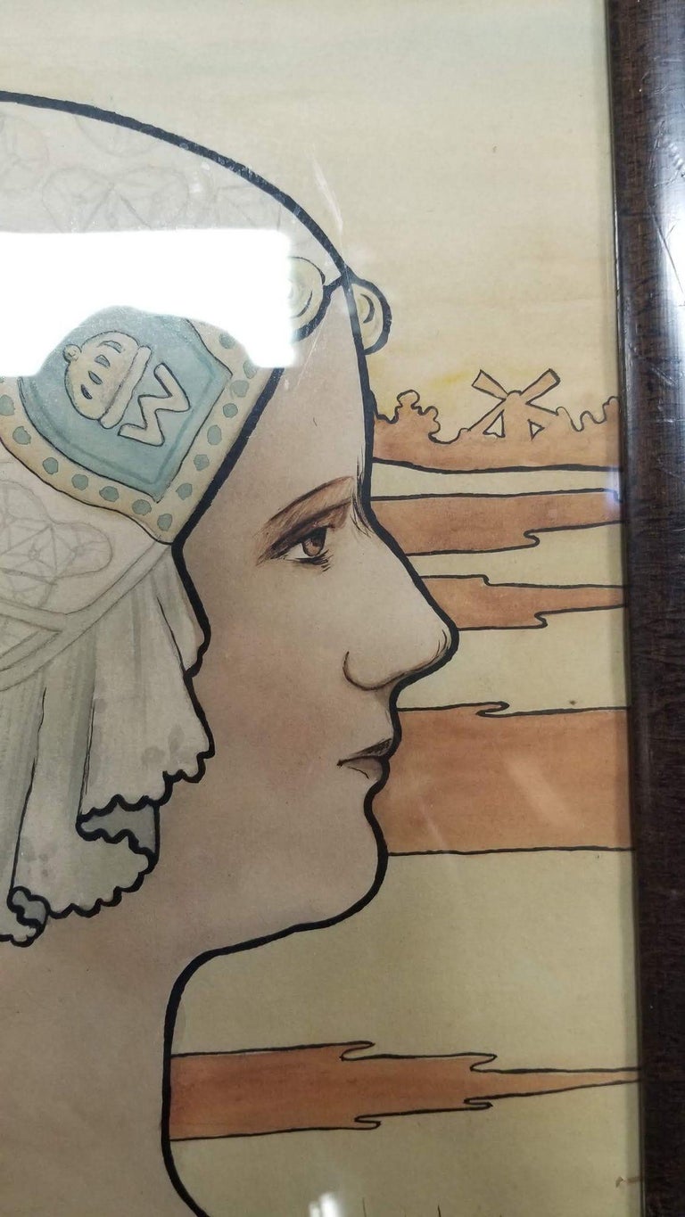 Framed Original 1909 Lithograph "Queen Wilhelmina" by P. Shepard