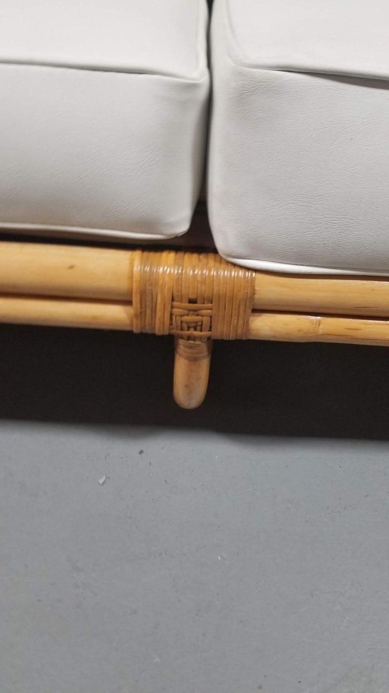 Restored Rattan Three-Strand Full Pretzel Lounge Chair and Three-Seat Sofa Set