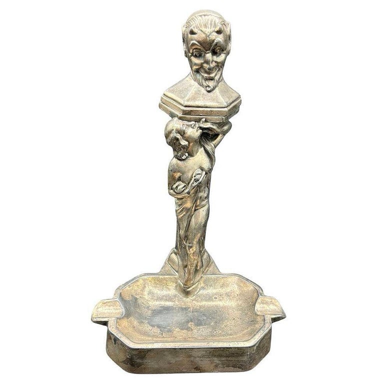 RARE Nude Smoking Women w/ Temptation Devil Figurative Ashtray w/ Lighter