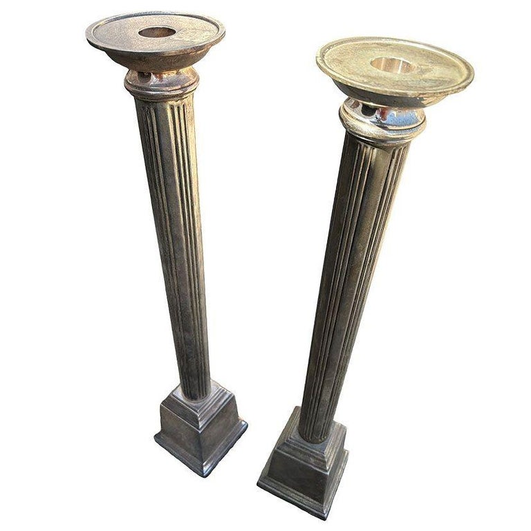 20" High Style Roman Colum Candlestick Holder, Pair