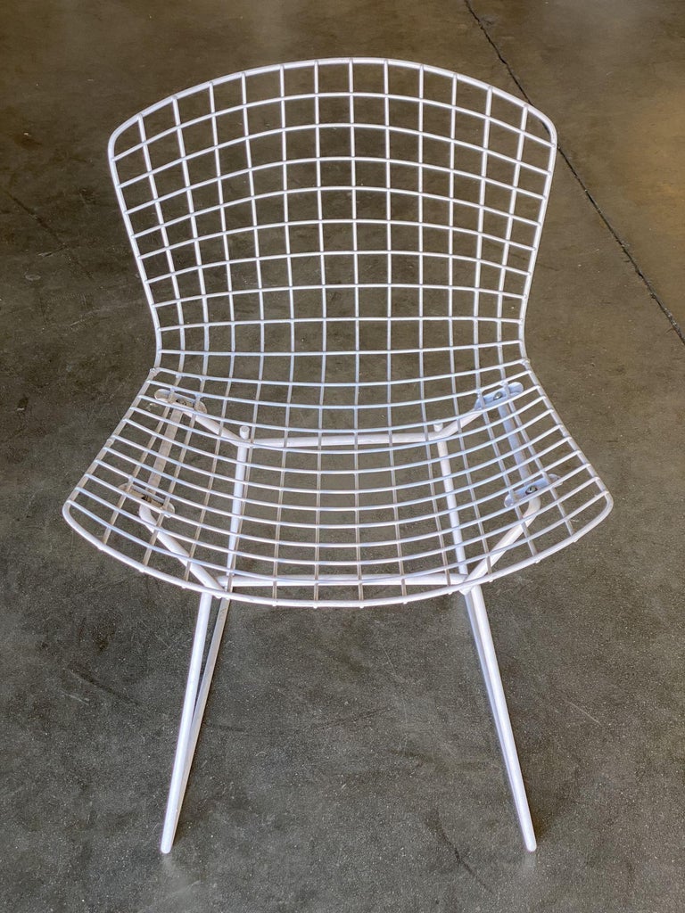 White Wire Side Chair by Harry Bertoia for Knoll, Pair Circa 1952