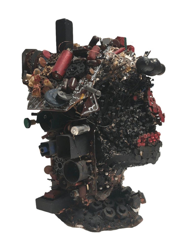 Vintage Microchip Sculpture Featuring a Lady's Head