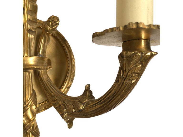 Vintage Pair of Solid Brass Wall-Mount Sconces.