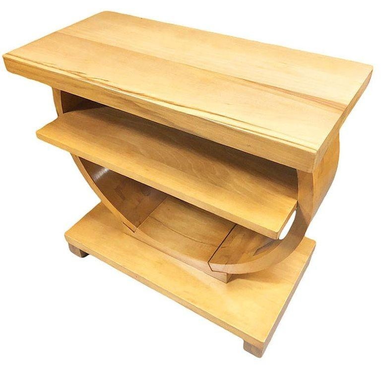 Blond Geometric Art Deco Side Table by Gilbert Rohde for Brown Saltman