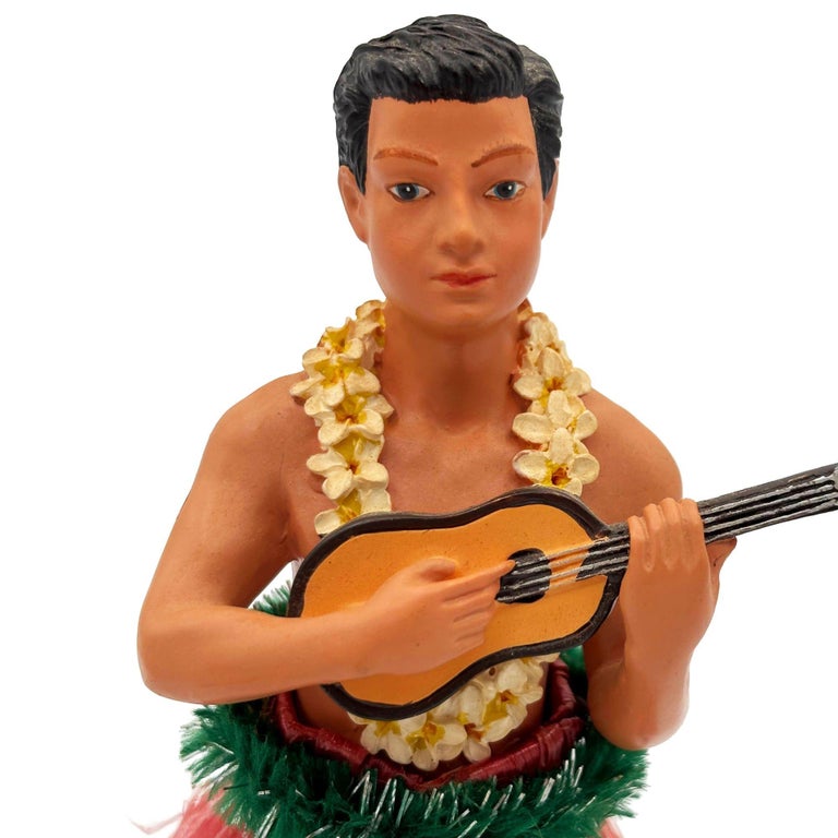 Ceramic Hawaii Hula Man Ukulele Player Bobble Doll