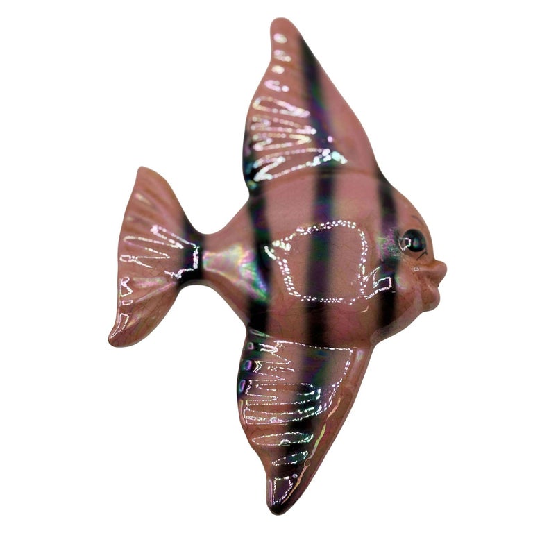 MCM Ceramic Angel Fish & Seahorse 3 Piece Wall Sculpture Set by Freeman Mcfarlin