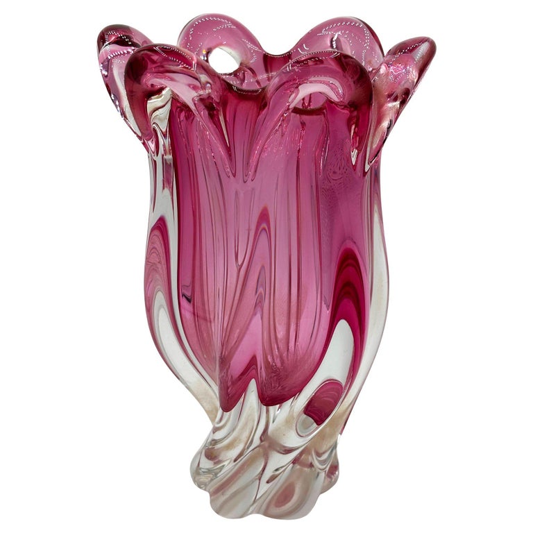 MCM Czech Cranberry Art Glass Vase by Josef Hospodka for Chribska Glassworks