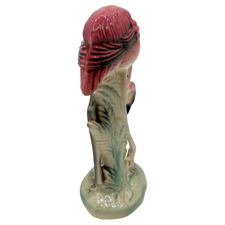 Mid-century California Pottery Ceramic Searching Pink Flamingo Figurine