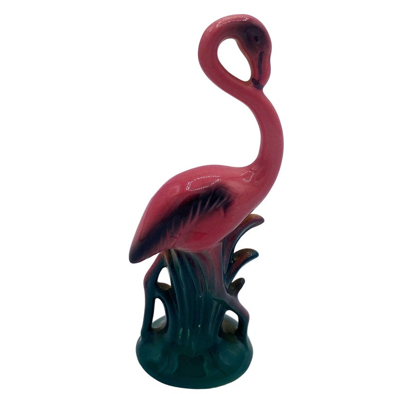 MCM Ceramic Miniature Pink Flamingo Tabletop Statue His & Hers Set By Leftons