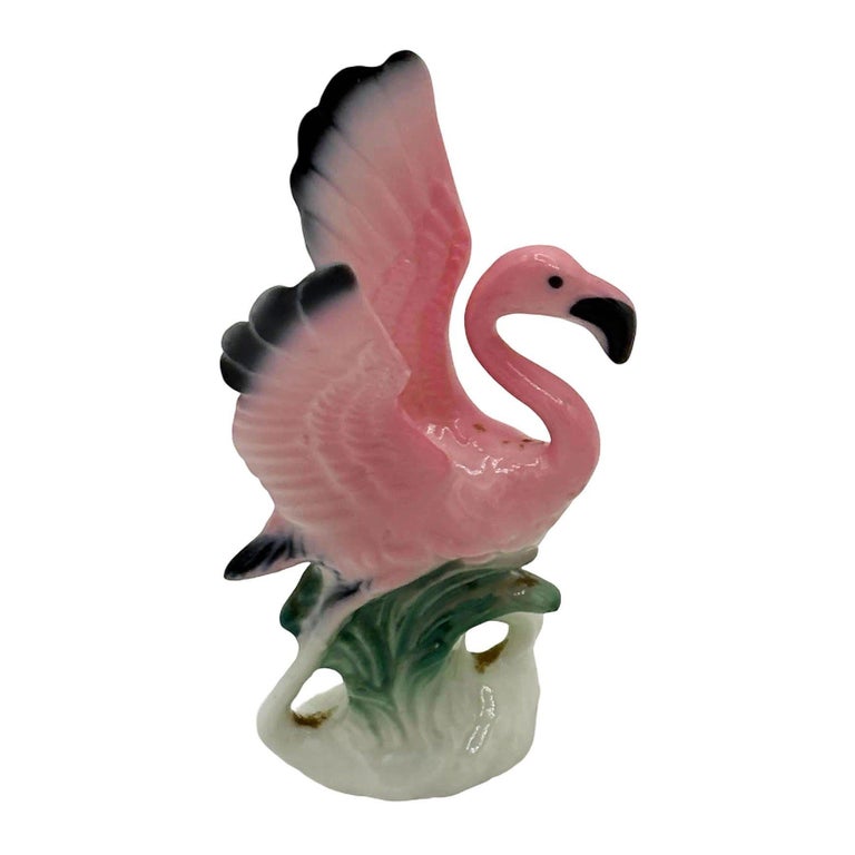 MCM Ceramic Miniature Pink Flamingo Tabletop Statue Set of 3