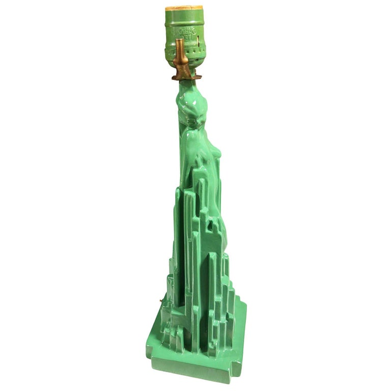 Re-editon Art Deco Frankart "Spirit of Modernism" L215 Spelter Metal Table Lamp