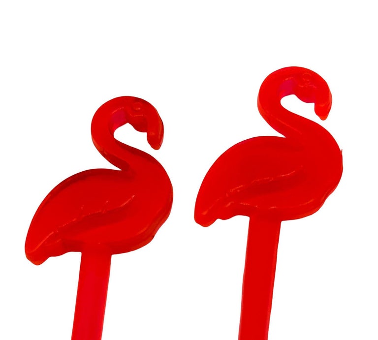 21 Piece Mid-Century Tropical Hula Girl & Flamingo Cocktail Swizzle Sticks