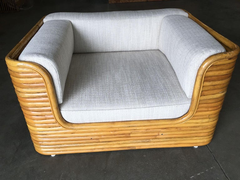 Restored Rare Full Stacked Rattan Lowboy Lounge Chair