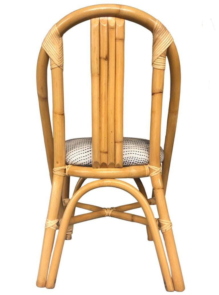 Restored Mid-Century Swoop Horseshoe Back Rattan Accent Chair