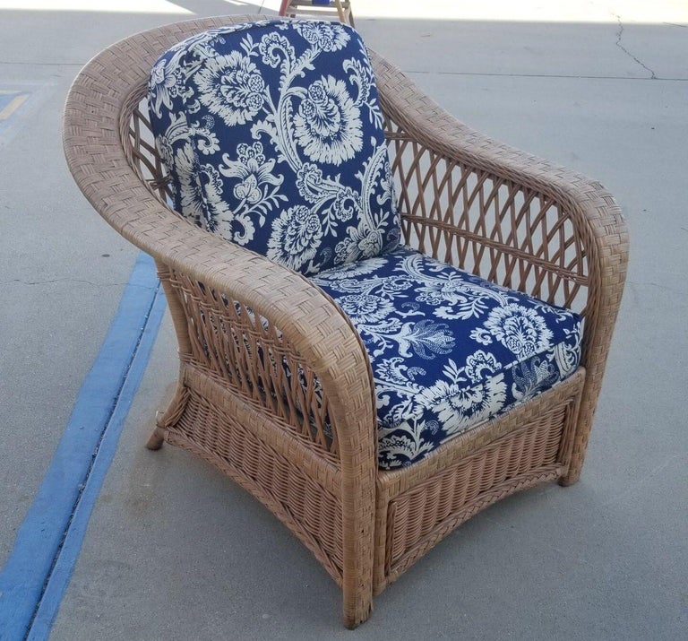 Restored Mid-century Rattan and Wicker Cobra Back Lounge Chair