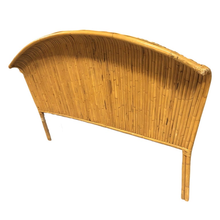 Restored Rattan Paul Frankl Fanback King Size Headboard