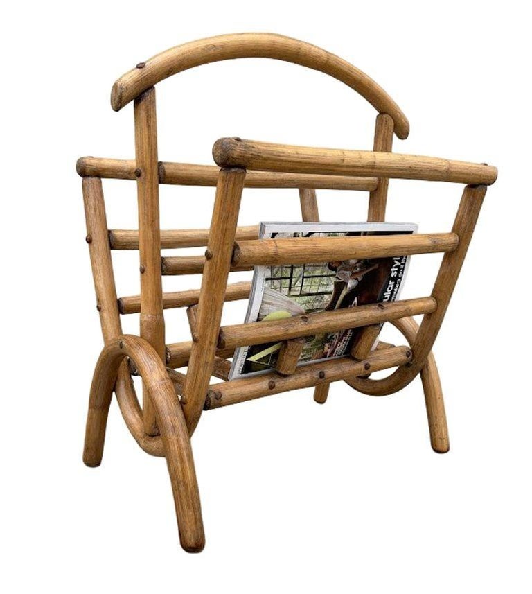 Restored Rattan Magazine or Log Holder