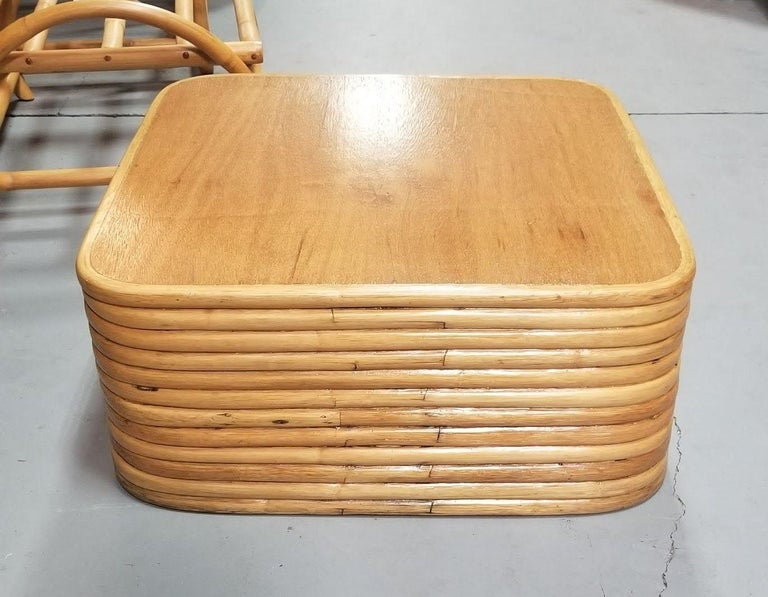 Restored Rattan Solid Stacked Coffee Table