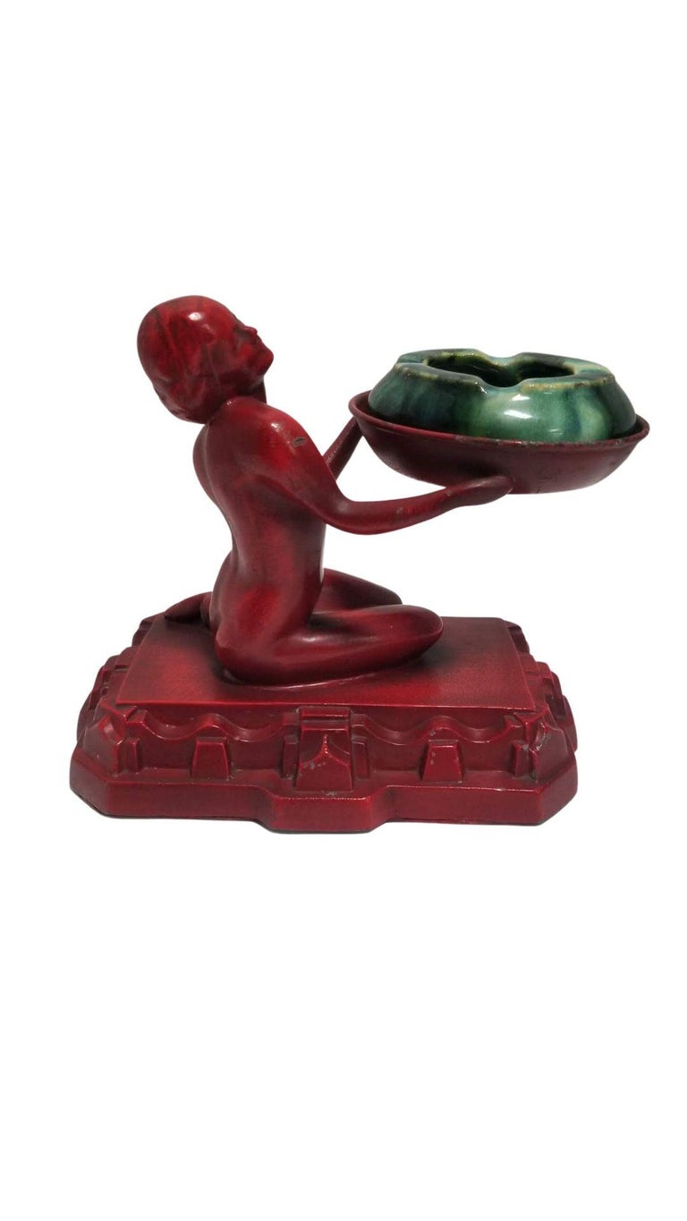 Rare Red Enamel Nuart Nude Female Ashtray w/ McCoy Ashtray
