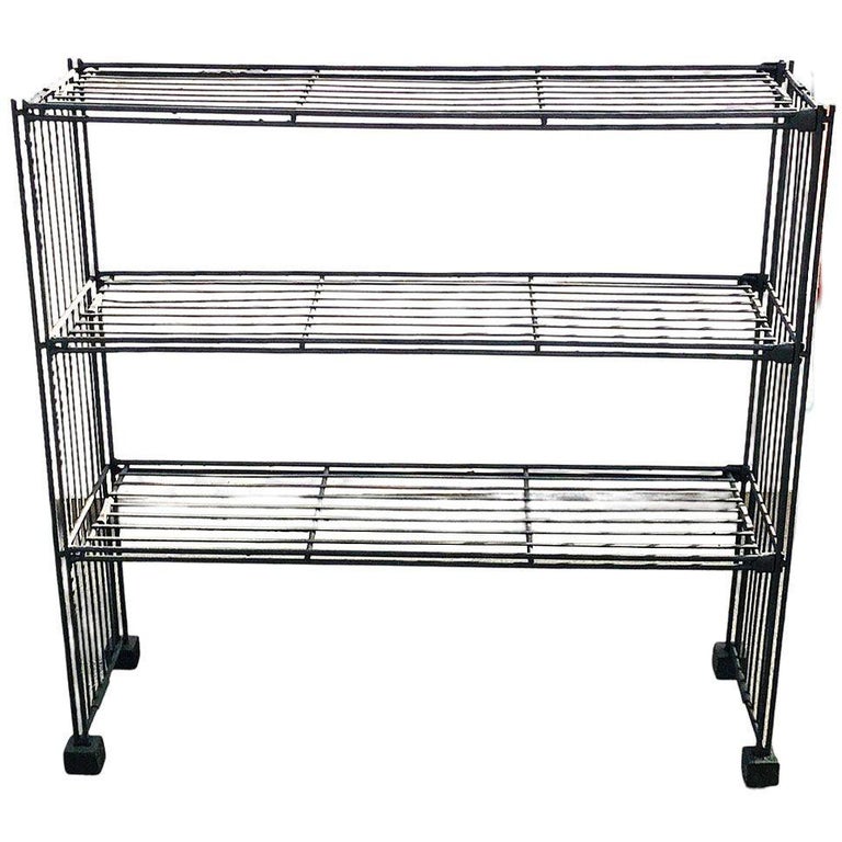 Mid-Century 3-Tier Iron Wire Art Display Shelf Bookshelf