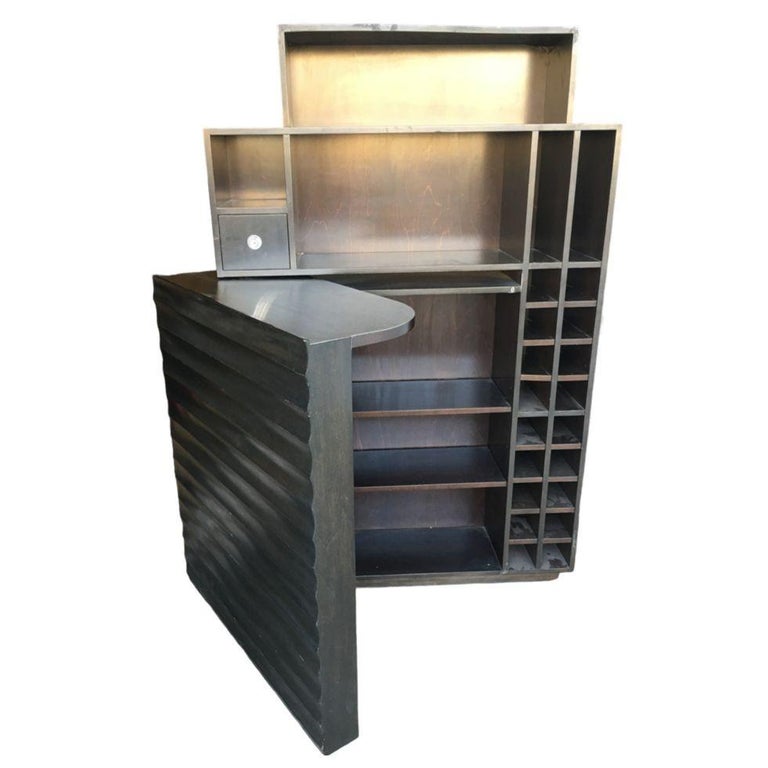 Postmodern Espresso Wood Dining Room Convertible Bar Cabinet, 1990