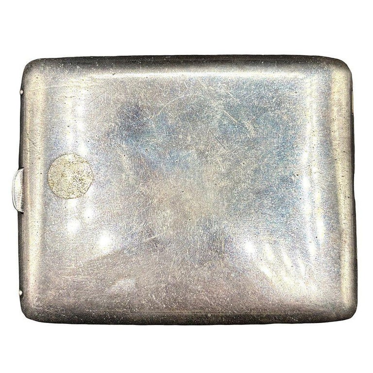 Sterling Silver Art Deco Cigarette Case w/ 18k Gold Inlay by Marathon