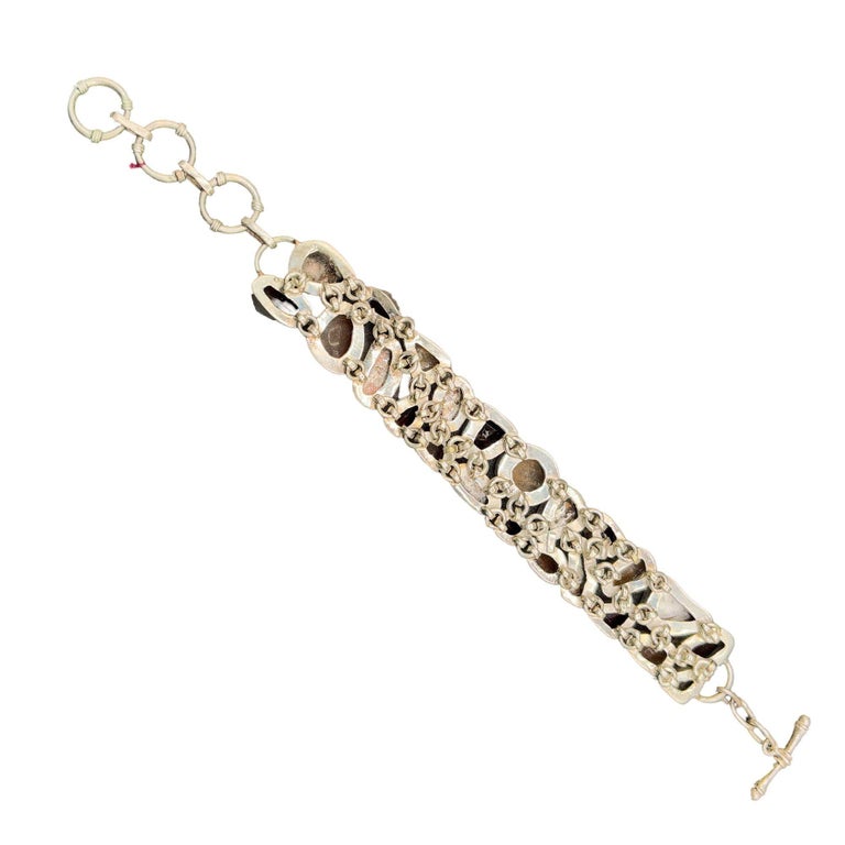 Garnet Cluster 925 Sterling Silver Fashion Jewelry 8" Inch Bracelet