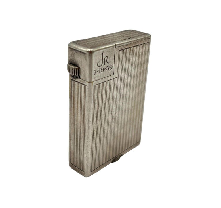 Swiss Art Deco Silver Plated " Handy" Pocket Lift Arm Lighter by Dunhill