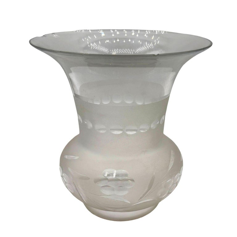 Victorian Two-Tone Frosted Wheel Cut Glass Oil Lamp Fluted Hurricane Shade