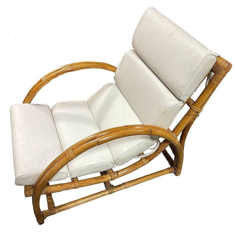 Restored MCM Rattan Double-Strand Half Moon Arm Lounge chair