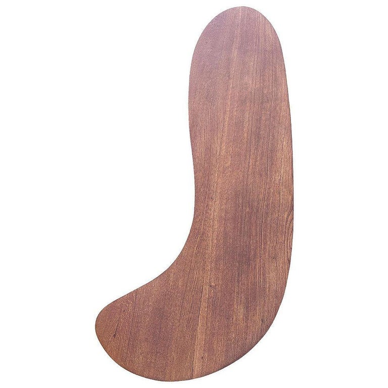 Restored Stacked Rattan Biomorphic Surfboard Coffee Table w/ Koa Wood Top