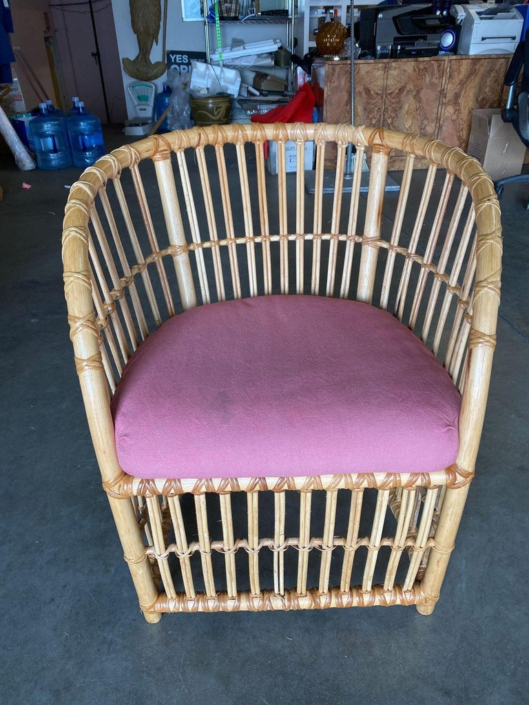 Restored 1970s Pencil Reed Rattan Armchair