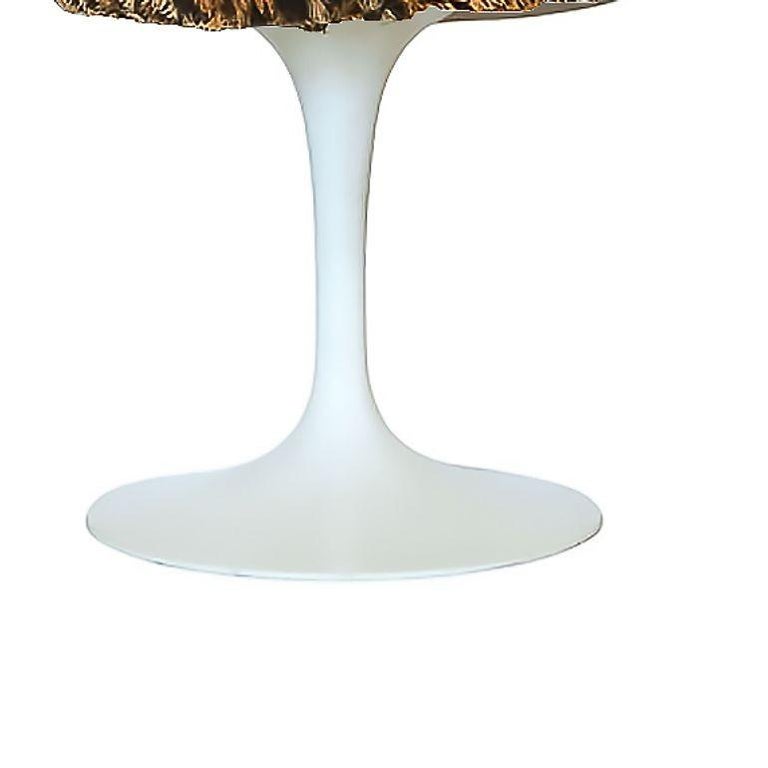 Eero Saarinen "Tulip" White Stool for Knoll W/ Leopard Print Seat