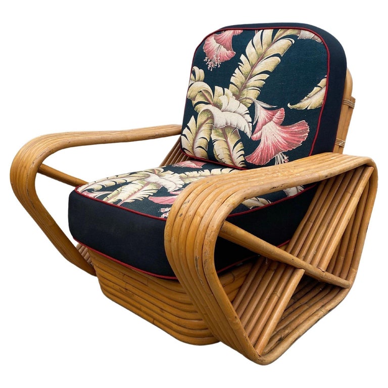 Restored MCM Frankl Style Six-strand Rattan Sofa, Table, Chair Livingroom Set