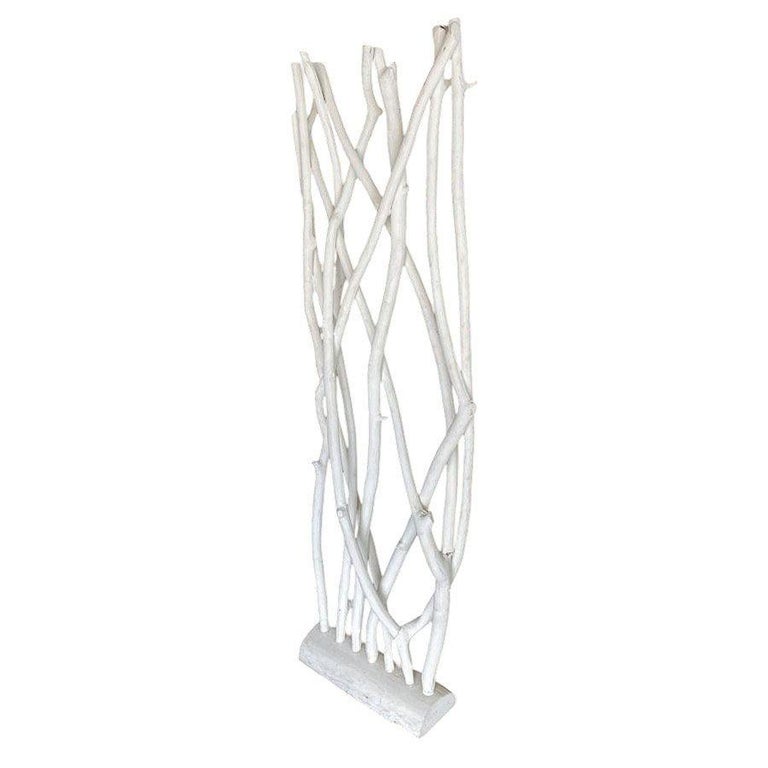White Modernist Driftwood Floor Sculpture Room Divider