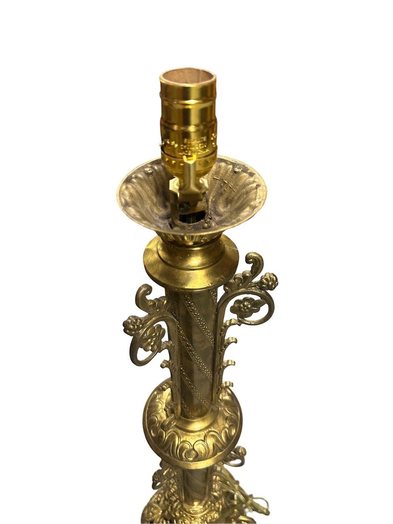 Hollywood Regency Neo-Gothic Scrolling Solid Brass Dragon Table Lamp