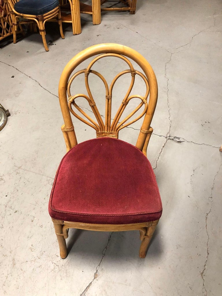 Restored Rattan Petal Fan Back Dining Chairs Set of 10